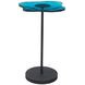 Elijah Matte Black and Blue Free Form Glass Top Accent Table