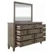 Americana Farmhouse Dusty Taupe and Black 9 Drawer Dresser with Mirror