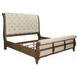 Americana Farmhouse Dusty Taupe and Black California King Upholstered Sleigh Bed with Nailhead Trim