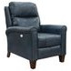 Pep Talk Blue Leather Power Recliner and USB Charging with Nailhead Trim