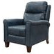 Pep Talk Blue Leather Power Recliner and USB Charging with Nailhead Trim