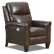 Pep Talk Chocolate Leather Power Recliner and USB Charging with Nailhead Trim