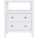 Dana Smooth White 2 Drawers Nightstand with Top Shelf
