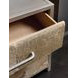Melange Beige and Gray Upholstered 3 Drawer Accent Chest