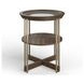 Elora Walnut and Tarnished Silver Round Glass Top End Table