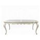Chantelle Natural and Pearl Beige 96" Extendable Rectangular Marble Top Dining Table