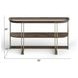 Elora Walnut and Tarnished Silver Demilune Glass Top Sofa Table