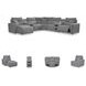 Modmax Salt And Pepper Performance Fabric 7 Piece Power Reclining Sectional with LAF Chaise