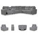 Modmax Salt And Pepper Performance Fabric 6 Piece Reclining Sectional with Console