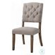 Bernard Linen and Weathered Oak Side Chair Set of 2