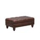 Waverly Caramel Leather Upholstered Rectangular Ottoman with Nailhead Trim