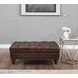 Waverly Caramel Leather Upholstered Rectangular Ottoman with Nailhead Trim
