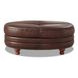 Bexley Caramel Leather Upholstered Oval Ottoman with Nailhead Trim