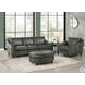 Bexley Ash Leather Upholstered Oval Ottoman with Nailhead Trim