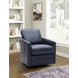 Turner Blue Leather Upholstered Swivel Glider Accent Chair