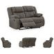 First Base Gunmetal Reclining Loveseat