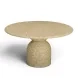 Cynthia Light Emperador and Walnut Outdoor 54" Round Marble Top Dining Table