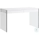 6903 Gloss White And Clear Glass Desk