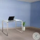 6931 Clear Glass And Polished Stainless Steel Small Desk