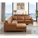 Isla Cognac Leather 4 Piece Modular Sectional with Nailhead Trim