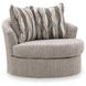 Jasmine Grove Fossil Upholstered Swivel Accent Chair with Pillow