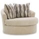 Jasmine Grove Oatmeal Upholstered Swivel Accent Chair with Pillow