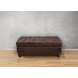 Waverly Caramel Leather Upholstered Rectangular Ottoman with Nailhead Trim