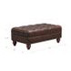 Waverly Caramel Leather Upholstered Rectangular Ottoman with Nailhead Trim