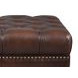 Waverly Caramel Leather Upholstered Rectangular Ottoman with Nailhead Trim