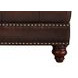 Waverly Caramel Leather Upholstered Rectangular Ottoman with Nailhead Trim