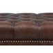 Waverly Caramel Leather Upholstered Rectangular Ottoman with Nailhead Trim