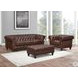 Waverly Caramel Leather Upholstered Accent Chair with Nailhead Trim