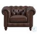 Waverly Caramel Leather Upholstered Accent Chair with Nailhead Trim