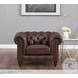 Waverly Caramel Leather Upholstered Accent Chair with Nailhead Trim