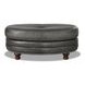Bexley Ash Leather Upholstered Oval Ottoman with Nailhead Trim
