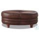 Bexley Caramel Leather Upholstered Rectangular Ottoman with Nailhead Trim