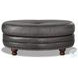 Bexley Ash Leather Upholstered Oval Ottoman with Nailhead Trim