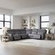 Sullivan Blue Gray Leather 6 Piece Modular Power Reclining Sectional with USB Charging