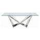 Dekel Stainless Steel 79" Rectangular Glass Top Dining Table