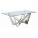 Dekel Stainless Steel 79" Rectangular Glass Top Dining Table