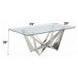 Dekel Stainless Steel 79" Rectangular Glass Top Dining Table
