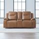 Callihan York Butternut Leather 81" Power Reclining Loveseat with Console and USB Charging