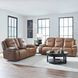 Callihan York Butternut Leather 81" Power Reclining Loveseat with Console and USB Charging