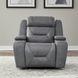 Langford Aline Blue Gray Leather Glider Power Recliner with USB Charging and LED