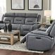 Langford Aline Blue Gray Leather 91" Zero Gravity Power Reclining Sofa with USB Charging and LED