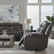 Langford Aline Coal Leather 80" Zero Gravity Loveseat with Console and USB Charging