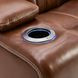 Caswell Nature Chestnut Leather Glider Power Recliner with USB Charging and LED
