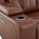 Caswell Nature Chestnut Leather Glider Power Recliner with USB Charging and LED
