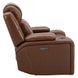 Caswell Nature Chestnut Leather Glider Power Recliner with USB Charging and LED