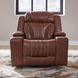 Caswell Nature Chestnut Leather Glider Power Recliner with USB Charging and LED